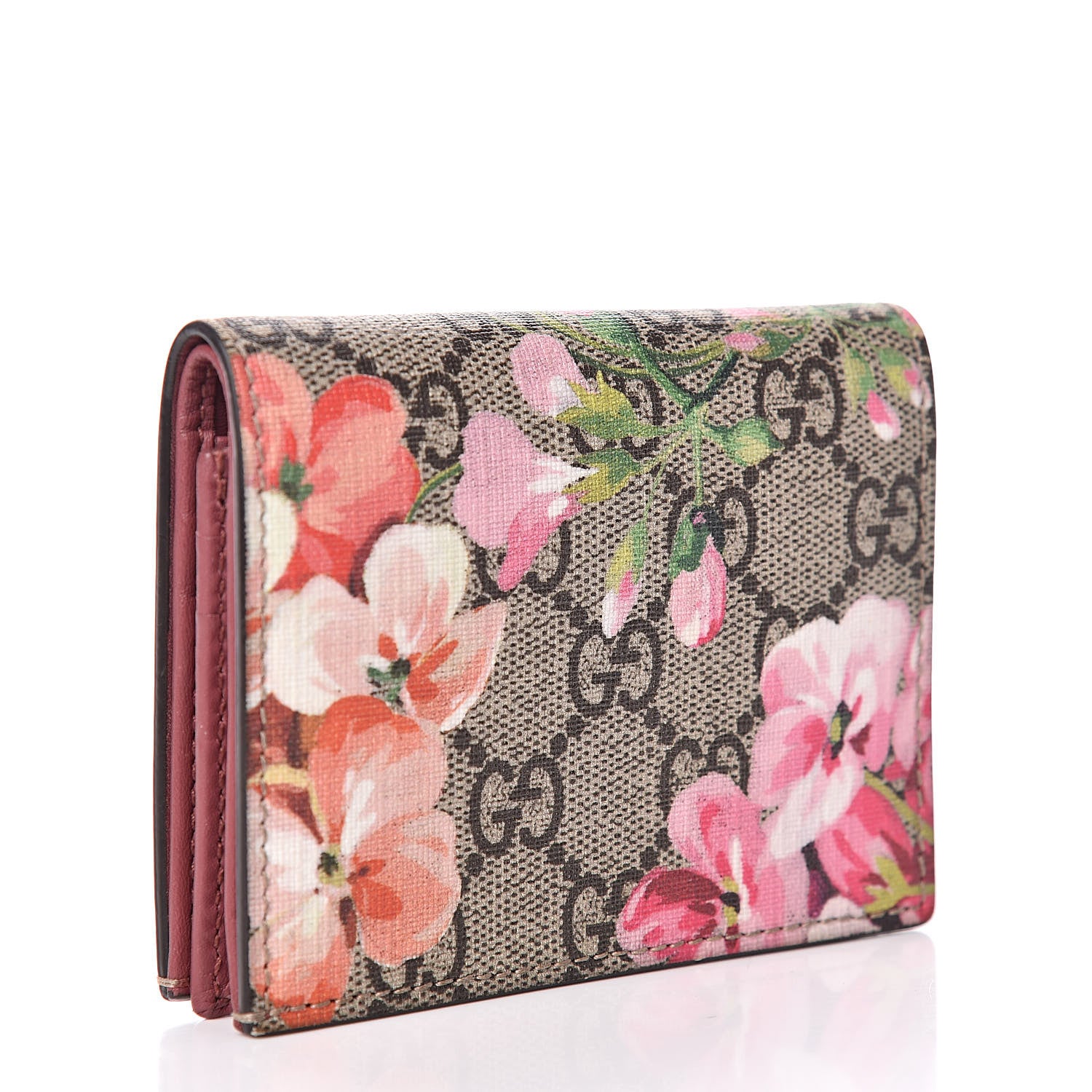 Gucci GG Supreme Monogram Blooms Card Case Beige Multicolor Dry Rose 3 of 8