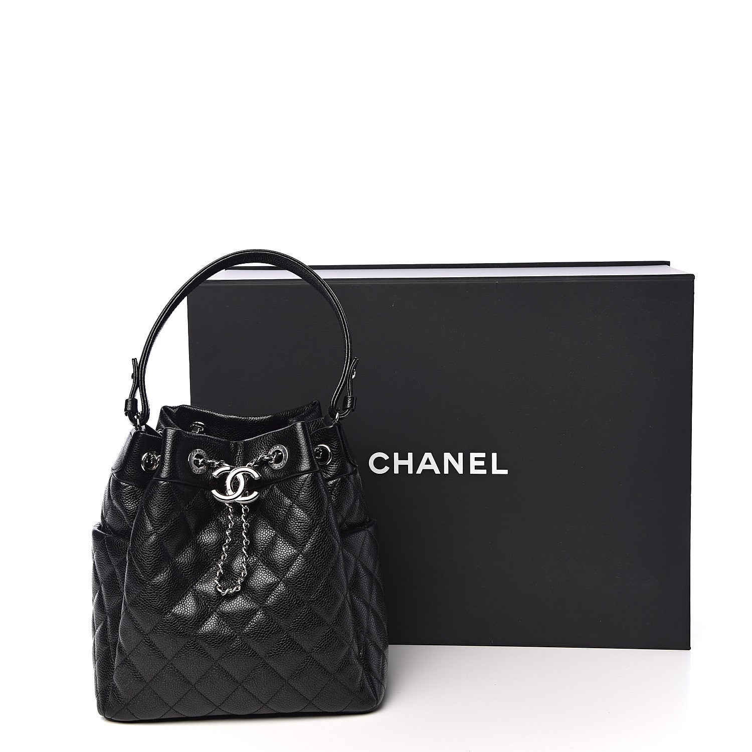 Chanel Caviar Quilted Small Chain Bucket Bag Black 11 of 11