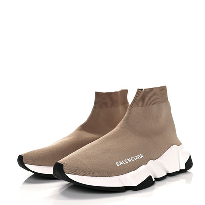 Balenciaga Neoprene Knit Bi-Color Sole Womens Speed Sneakers 37 Beige White Black 3 of 8