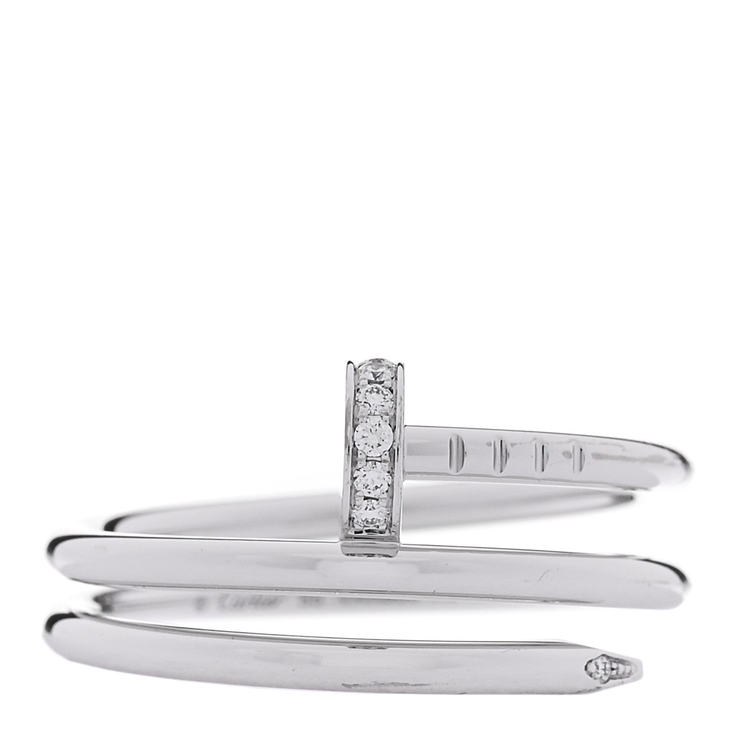 Cartier 18K White Gold Diamond Double Juste Un Clou Ring 55 7.25 1 of 5