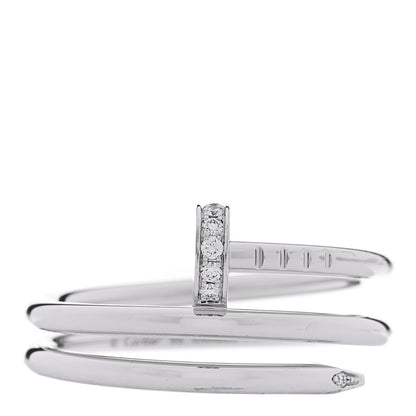Cartier 18K White Gold Diamond Double Juste Un Clou Ring 55 7.25 1 of 5