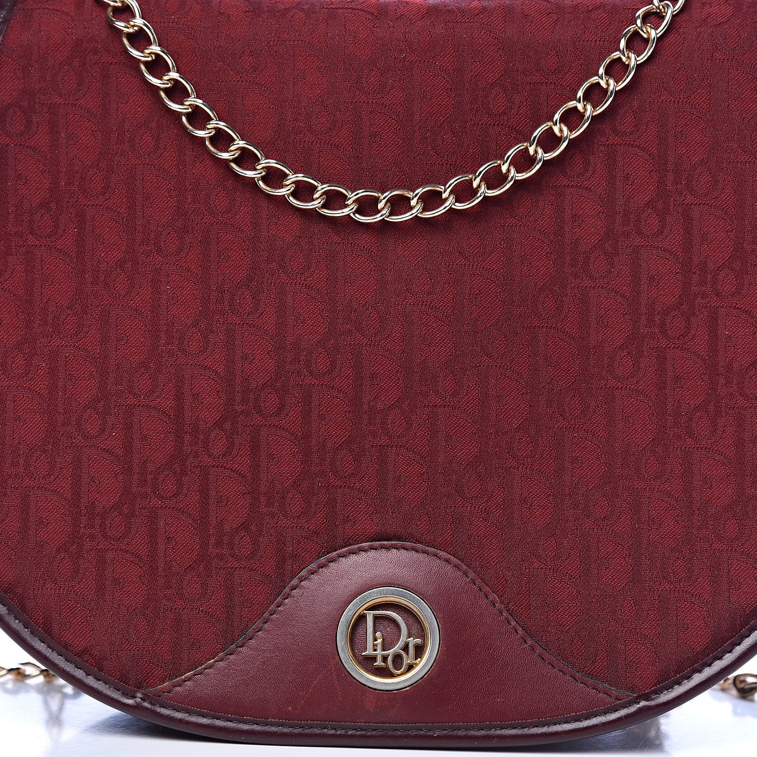 Christian Dior Monogram Round Chain Crossbody Red 14 of 14