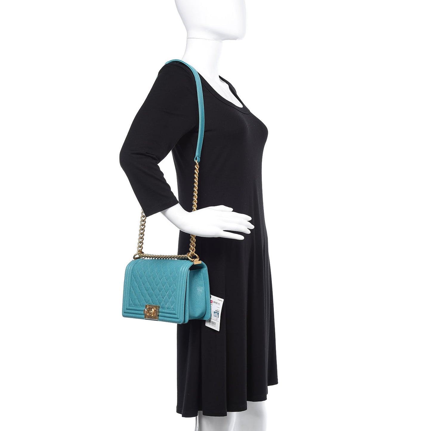 Caviar Quilted Medium Boy Flap Turquoise