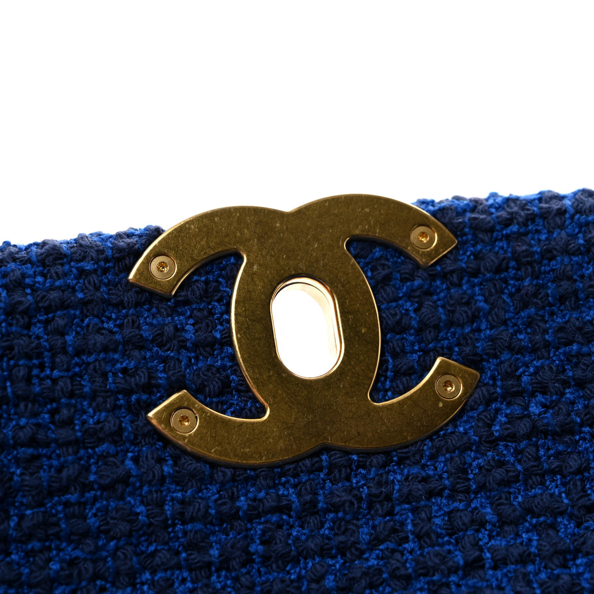 Tweed Quilted Large Chanel 19 Flap Blue