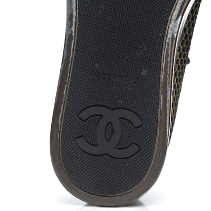 Chanel Fabric Mesh Lambskin Low Top Sneakers 38 Gold Black 7 of 7
