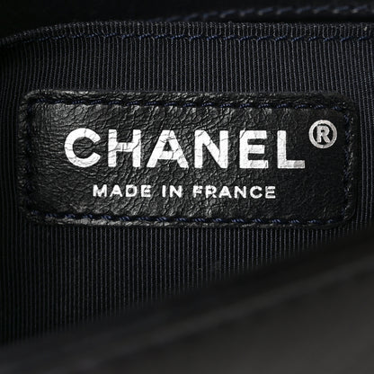 Chanel Shiny Goatskin Quilted Small Boy Top Handle Flap Navy Blue 6 of 10