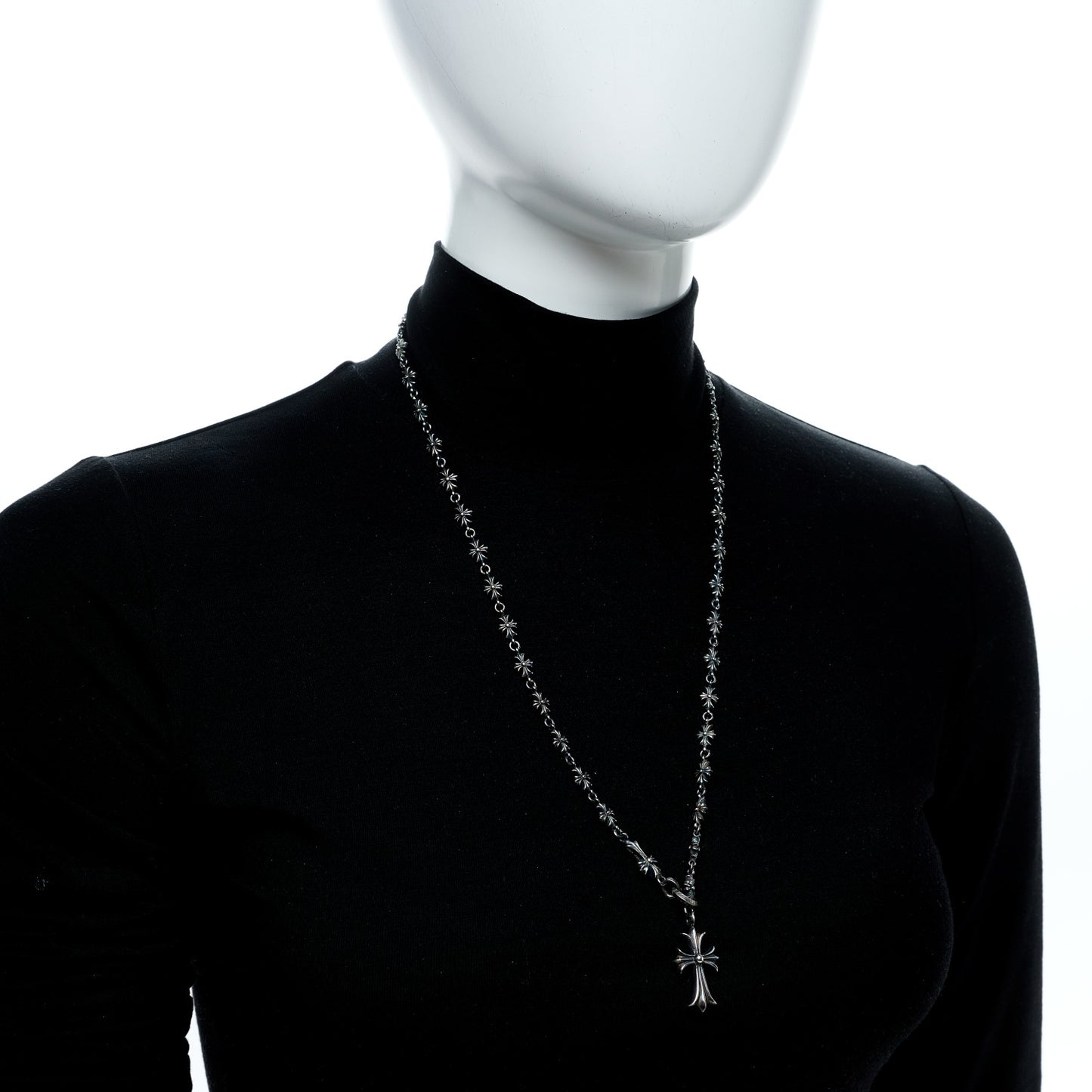 Sterling Silver Lariat Cross Pendant Necklace