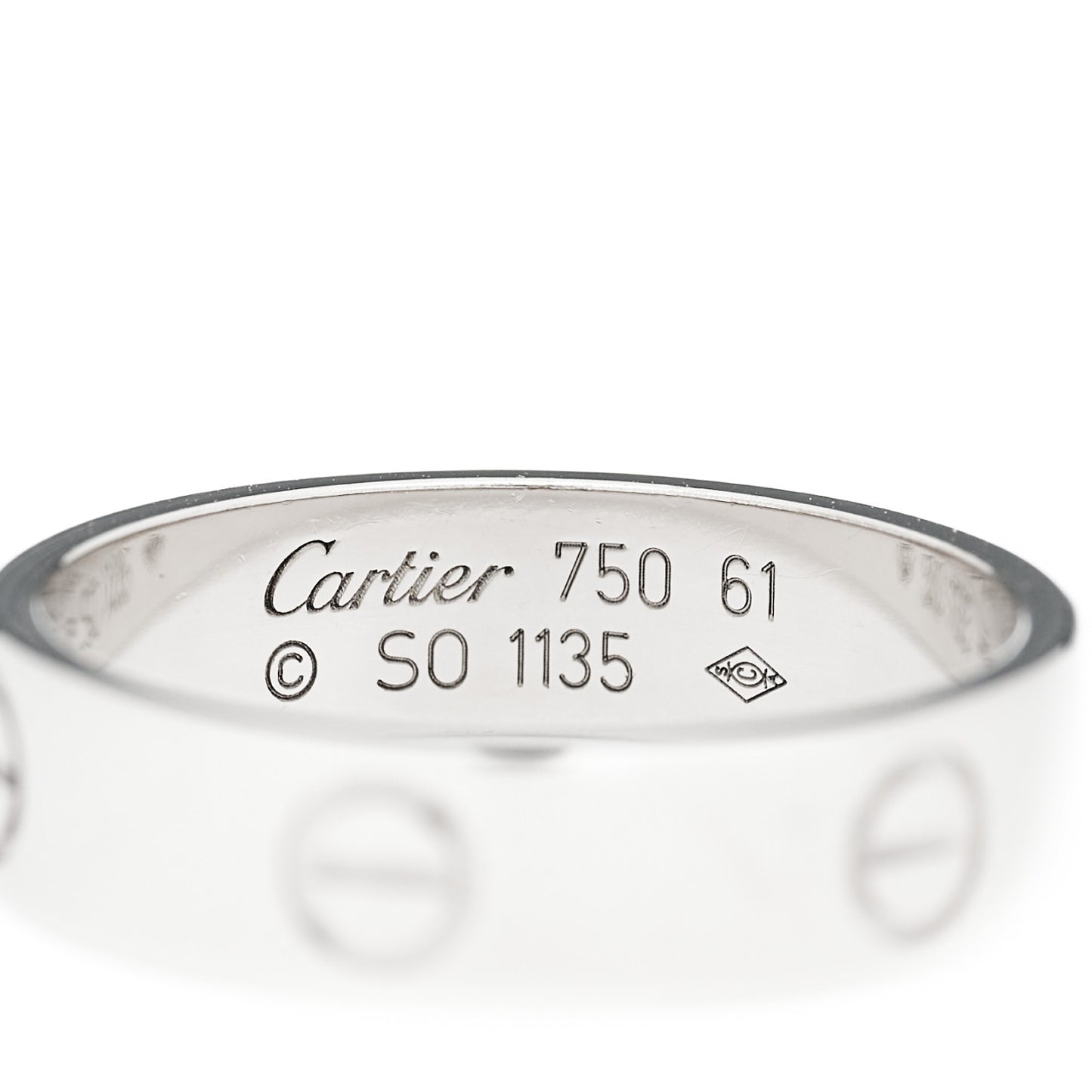 18K White Gold 5.5mm LOVE Ring 61 9.5