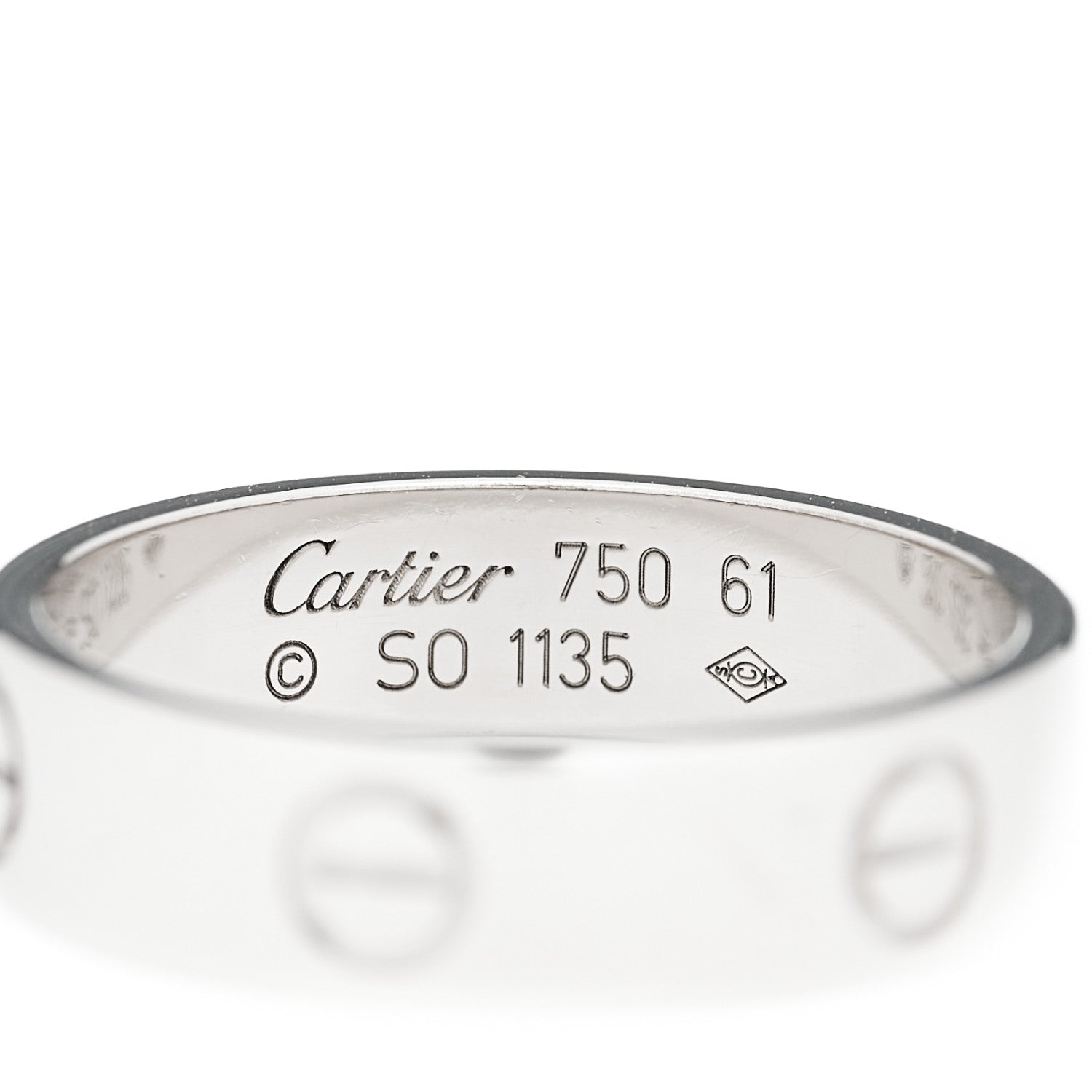 Cartier 18K White Gold 5.5mm LOVE Ring 61 9.5 4 of 6