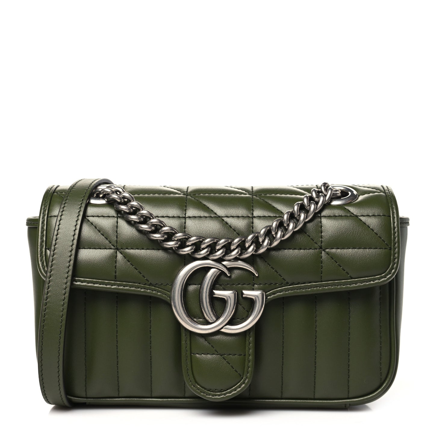 Calfskin Matelasse Aria Mini GG Marmont Shoulder Bag Military Wood