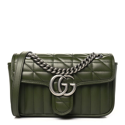Gucci Calfskin Matelasse Aria Mini GG Marmont Shoulder Bag Military Wood 1 of 10