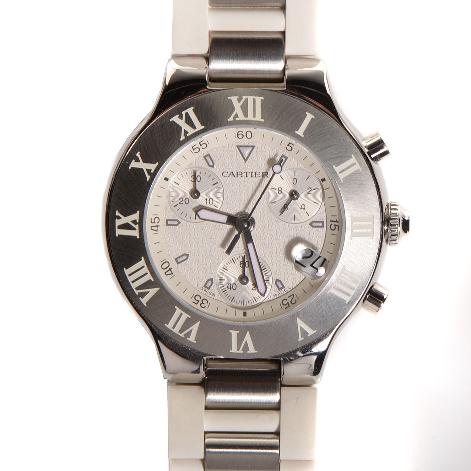 Cartier Stainless Steel Rubber 38mm Must 21 Chronoscaph Quartz Watch 1 of 7