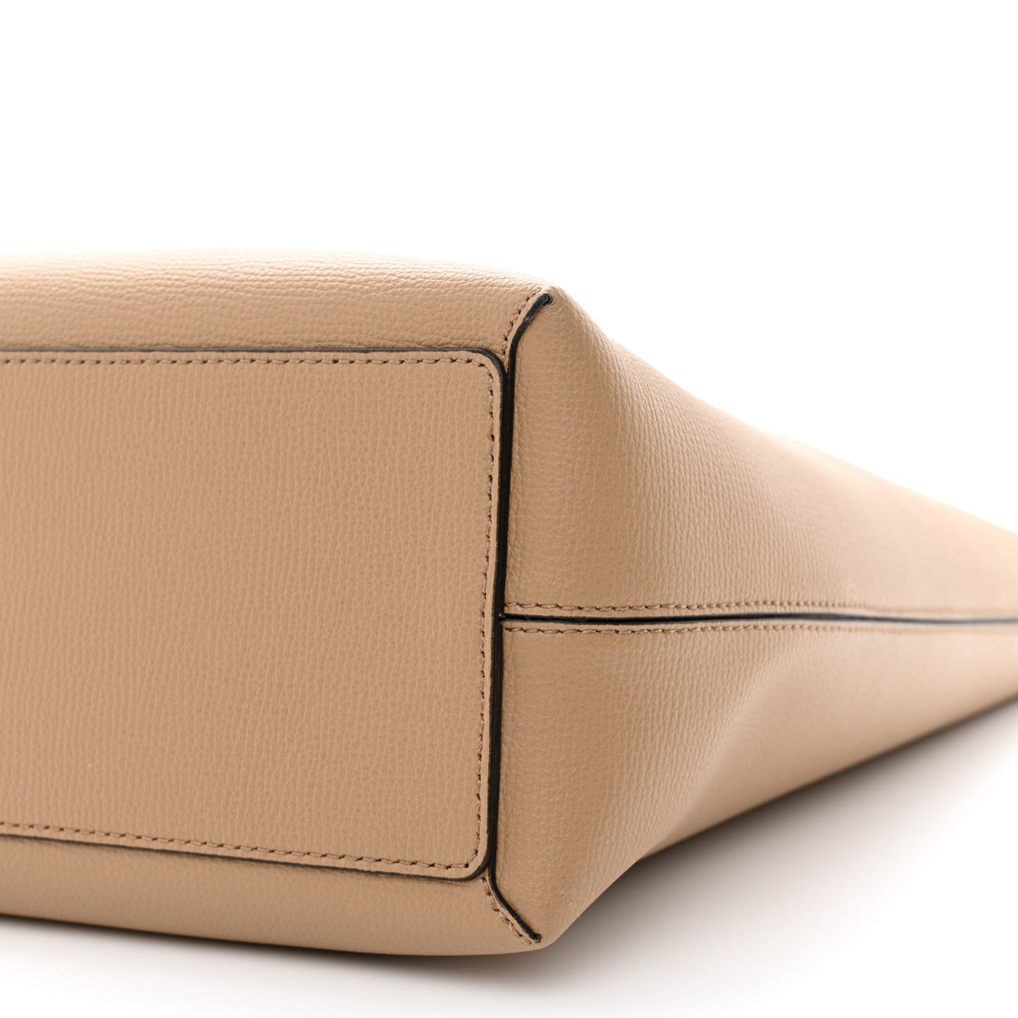 Grainy Calfskin Haymarket Check Medium Reversible Tote Camel