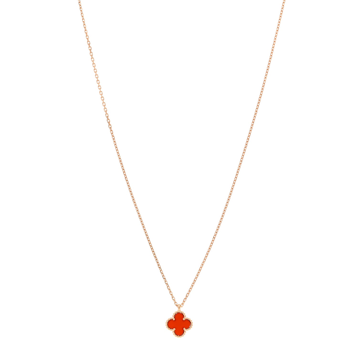 Van Cleef & Arpels VAN CLEEF & ARPELS 18K Rose Gold Carnelian Sweet Alhambra Pendant Necklace 1 of 6