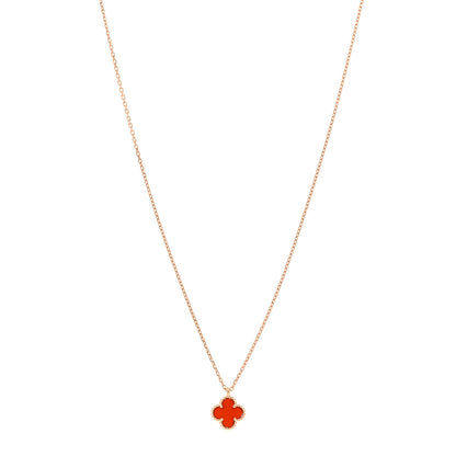 Van Cleef & Arpels VAN CLEEF & ARPELS 18K Rose Gold Carnelian Sweet Alhambra Pendant Necklace 1 of 6