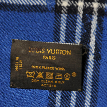 Louis Vuitton Wool Plaid Masai Tartan Shawl Blue 4 of 4