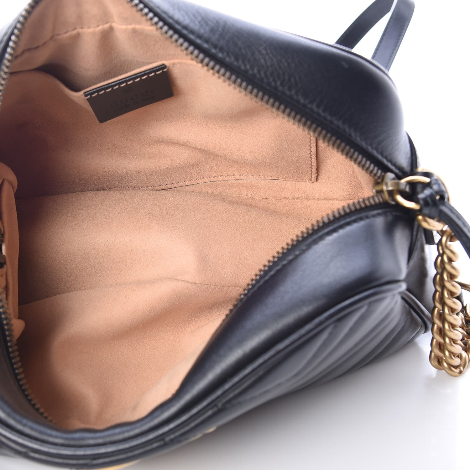 Gucci Calfskin Matelasse Small GG Marmont Chain Shoulder Bag Black 5 of 8