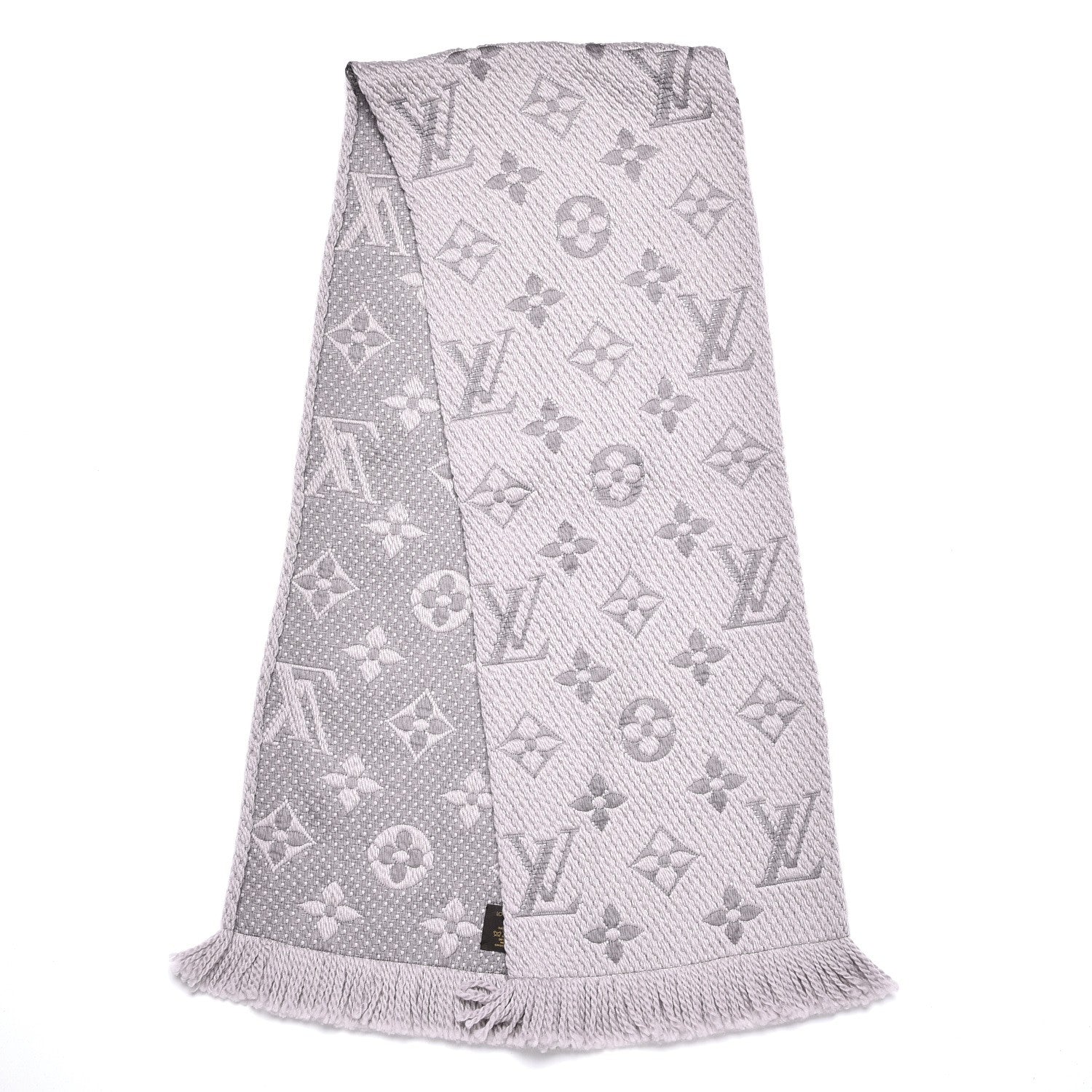Louis Vuitton Wool Silk Logomania Scarf Pearl Grey 3 of 5