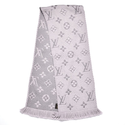 Louis Vuitton Wool Silk Logomania Scarf Pearl Grey 3 of 5