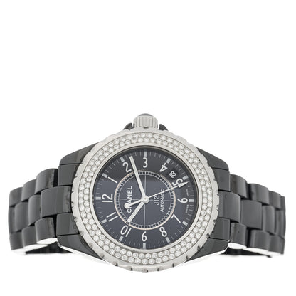 Chanel Stainless Steel Ceramic Diamond Pave Bezel 41mm J12 Automatic Watch Black 2 of 5