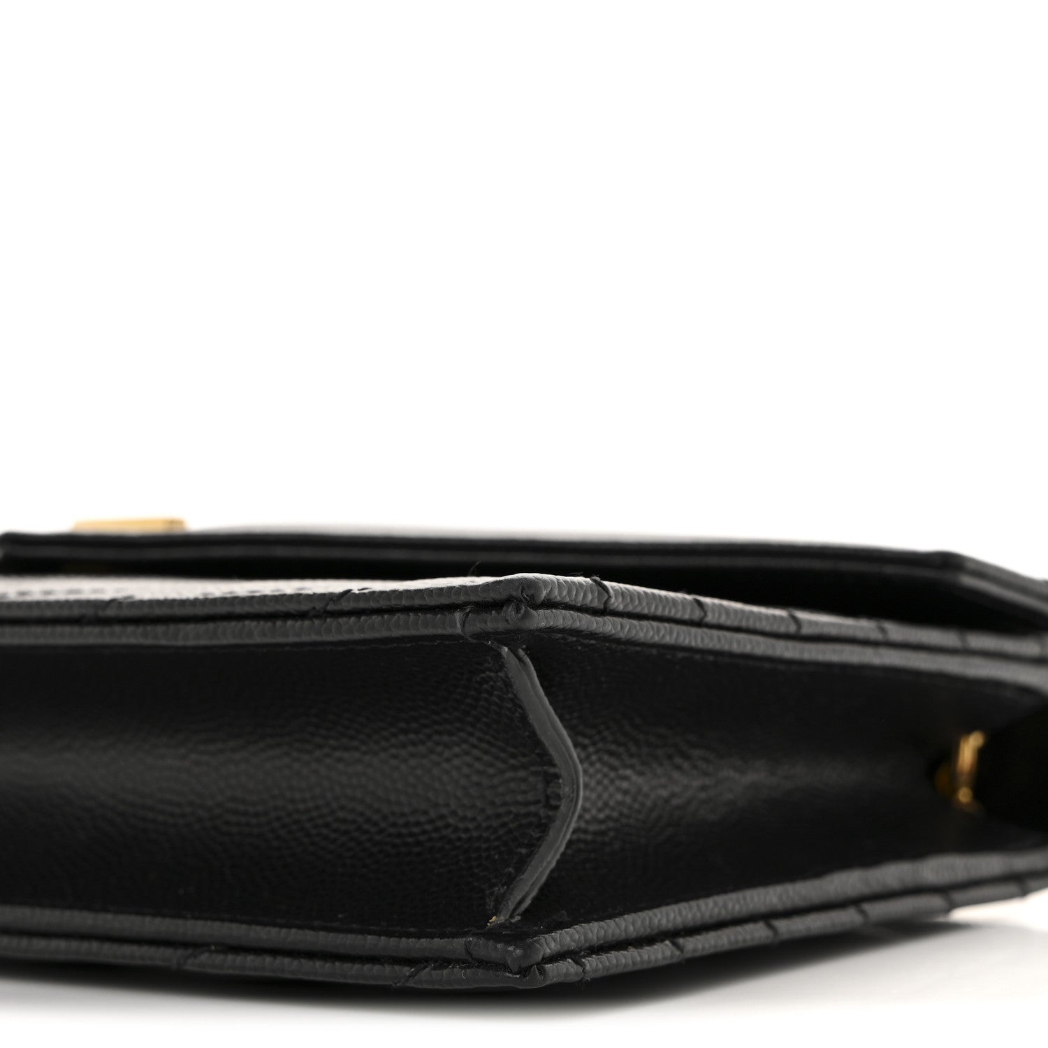 Saint Laurent Grain De Poudre Matelasse Chevron Monogram Envelope Chain Wallet Black 10 of 12