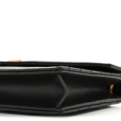 Saint Laurent Grain De Poudre Matelasse Chevron Monogram Envelope Chain Wallet Black 10 of 12