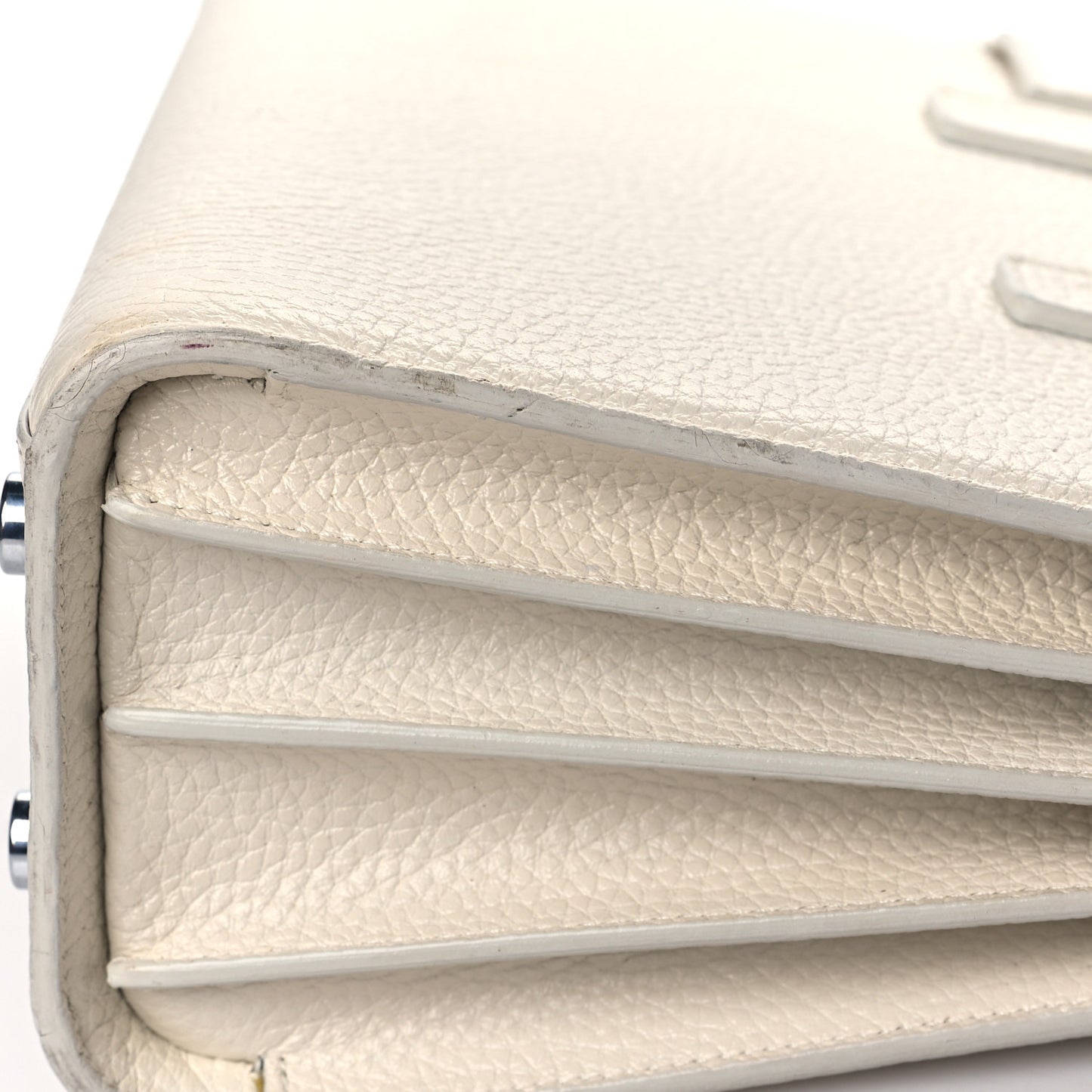 Grained Calfskin Nano Sac de Jour Dove White