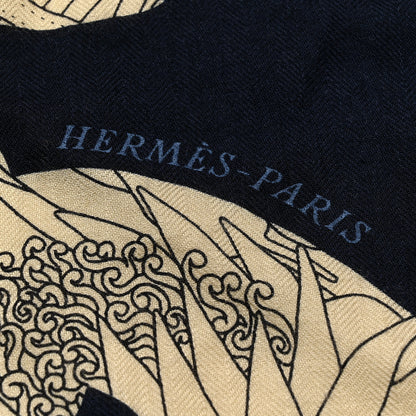 Hermes Cashmere Silk Bal De Soie Pointe Triangle Scarf Marine Naturel Rouille 5 of 5