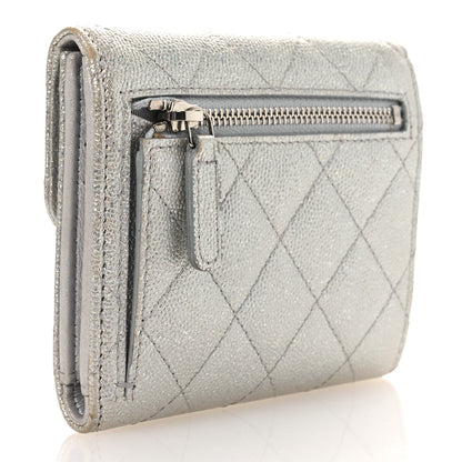 Chanel Metallic Caviar Quilted Compact Flap Wallet Silver 3 of 14