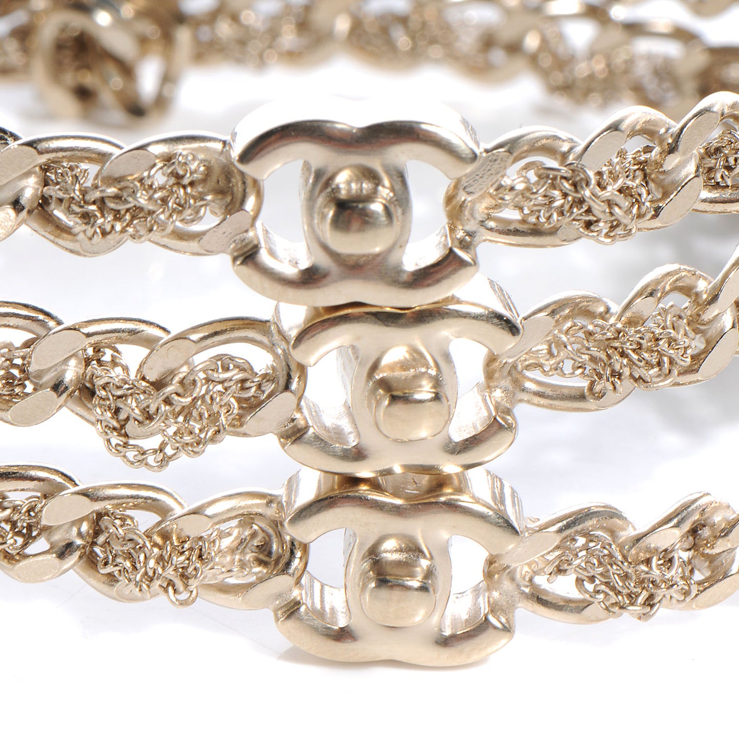 Chain Bangle Set of 3 Light Gold Medium