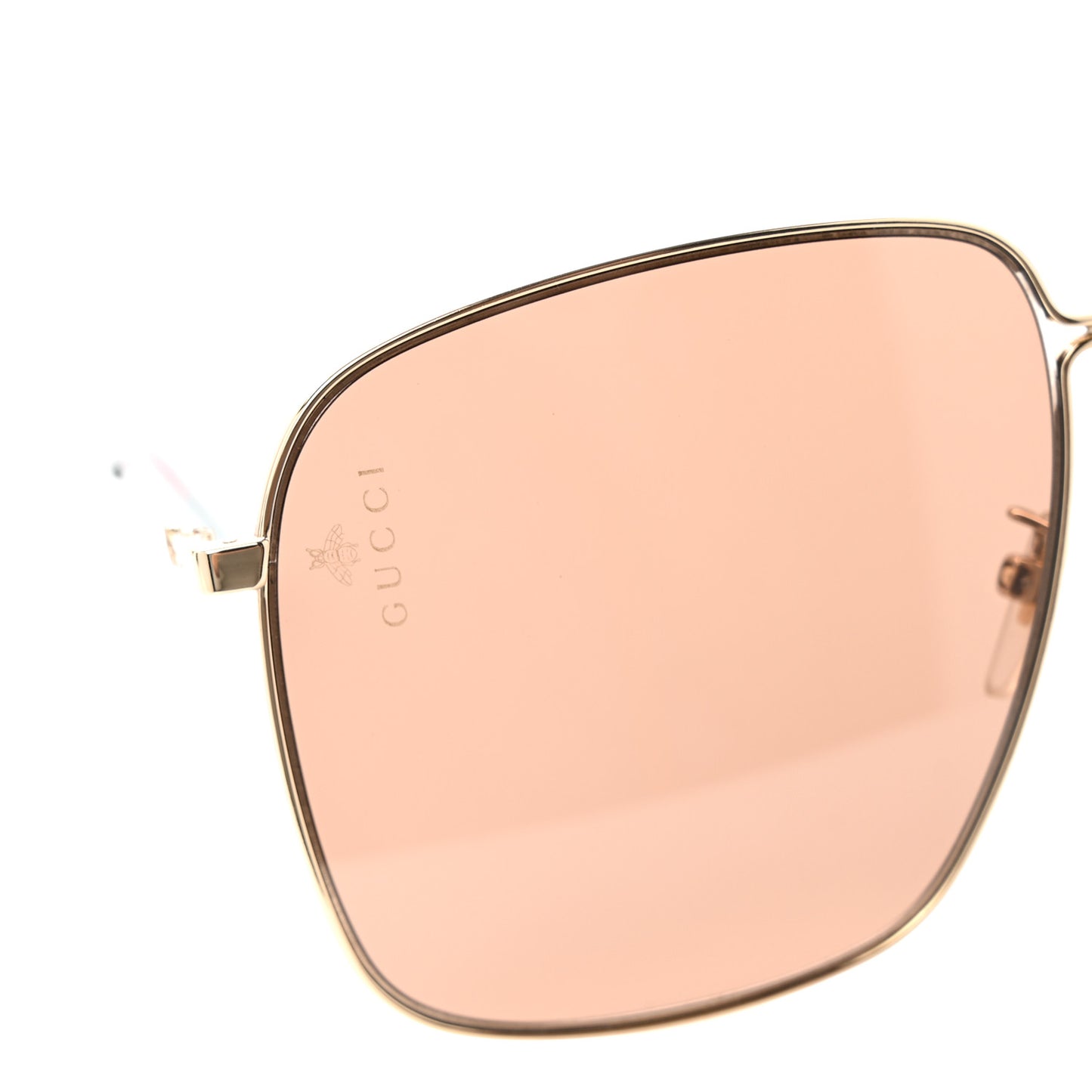 Rectangular Frame Interlocking G Sunglasses GG0394S Gold Green Red