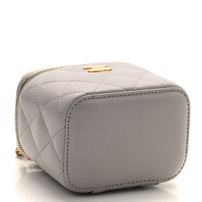 Chanel Lambskin Quilted Top Handle Mini Vanity Case With Chain Grey 4 of 12