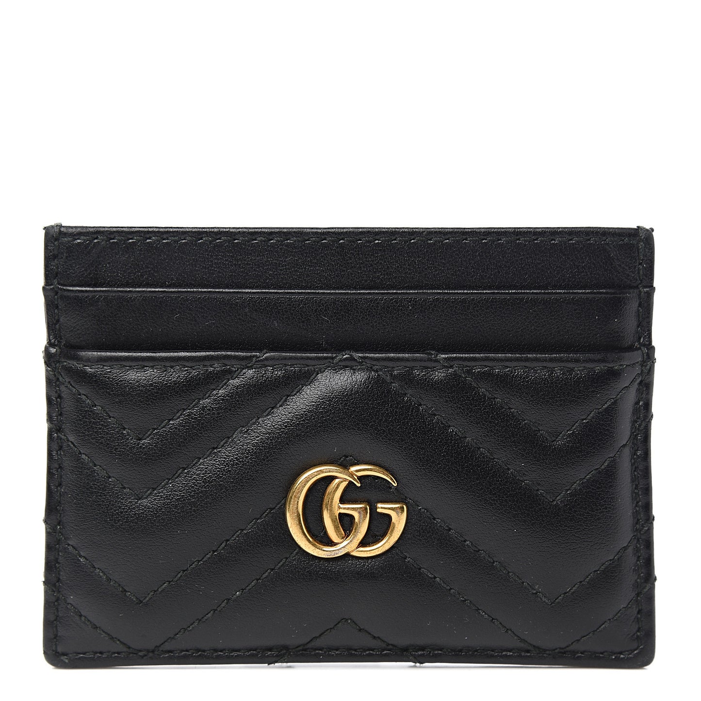 Calfskin Matelasse GG Marmont Card Holder Black