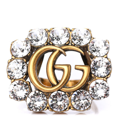 Gucci Metal Crystal Marmont Ring Aged Gold 1 of 4