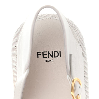 Fendi Nappa FF Embossed Espadrille Platform Sandals 37.5 Snow 6 of 7