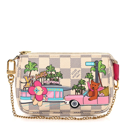 Louis Vuitton Damier Azur 2021 Christmas Animation Hollywood Mini Pochette Accessories Fuchsia Fuchsia 1 of 7