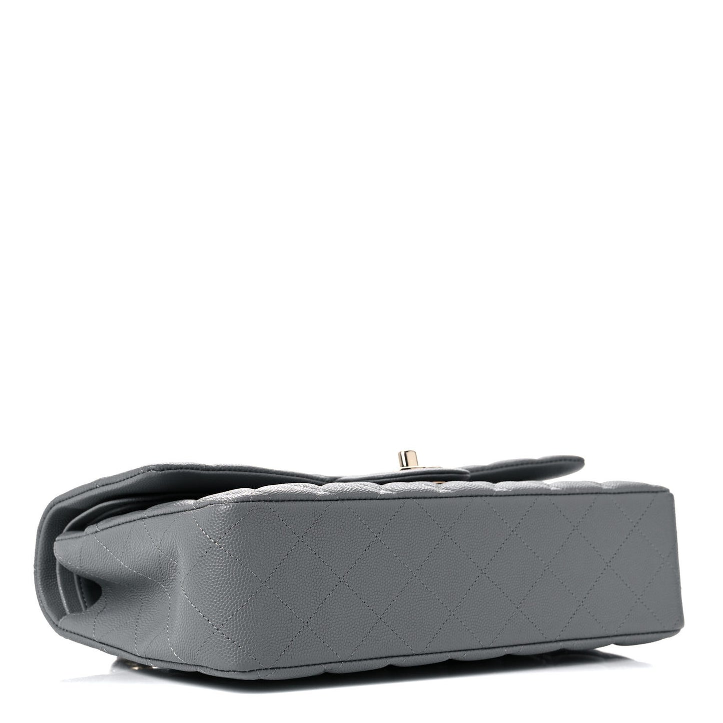 Caviar Quilted Medium Double Flap Grey