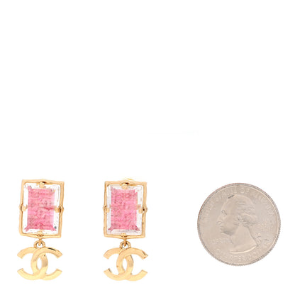 Chanel Crystal CC Drop Earrings Pink Gold 2 of 5