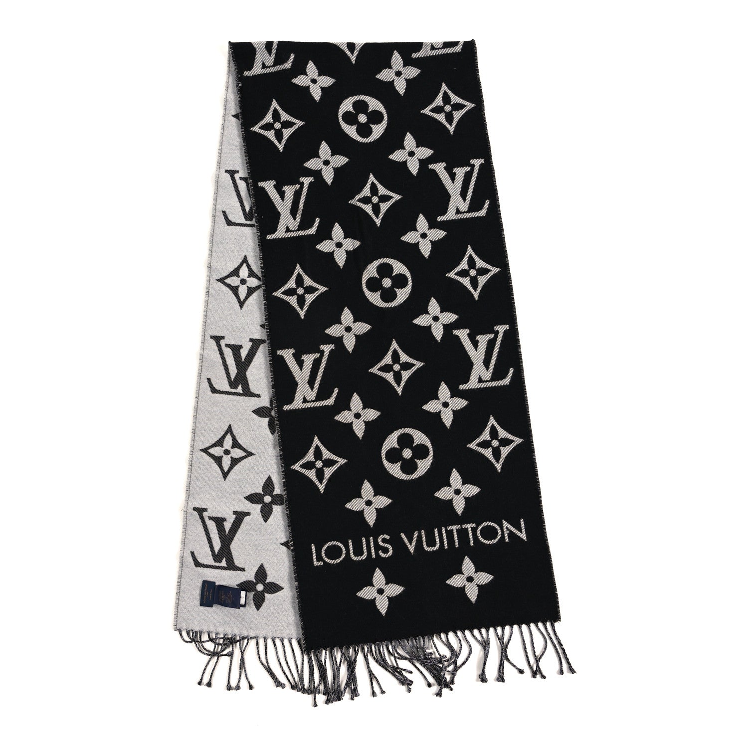 Louis Vuitton Wool Monogram LV Essential Scarf Black 2 of 3