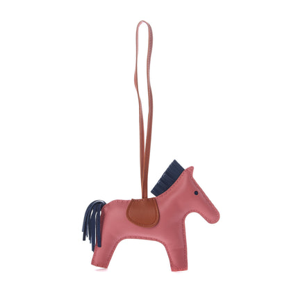 Hermes Milo Lambskin Grigri Rodeo Horse Bag Charm MM Rose Azalee Cornaline Bleu De Malte 1 of 4