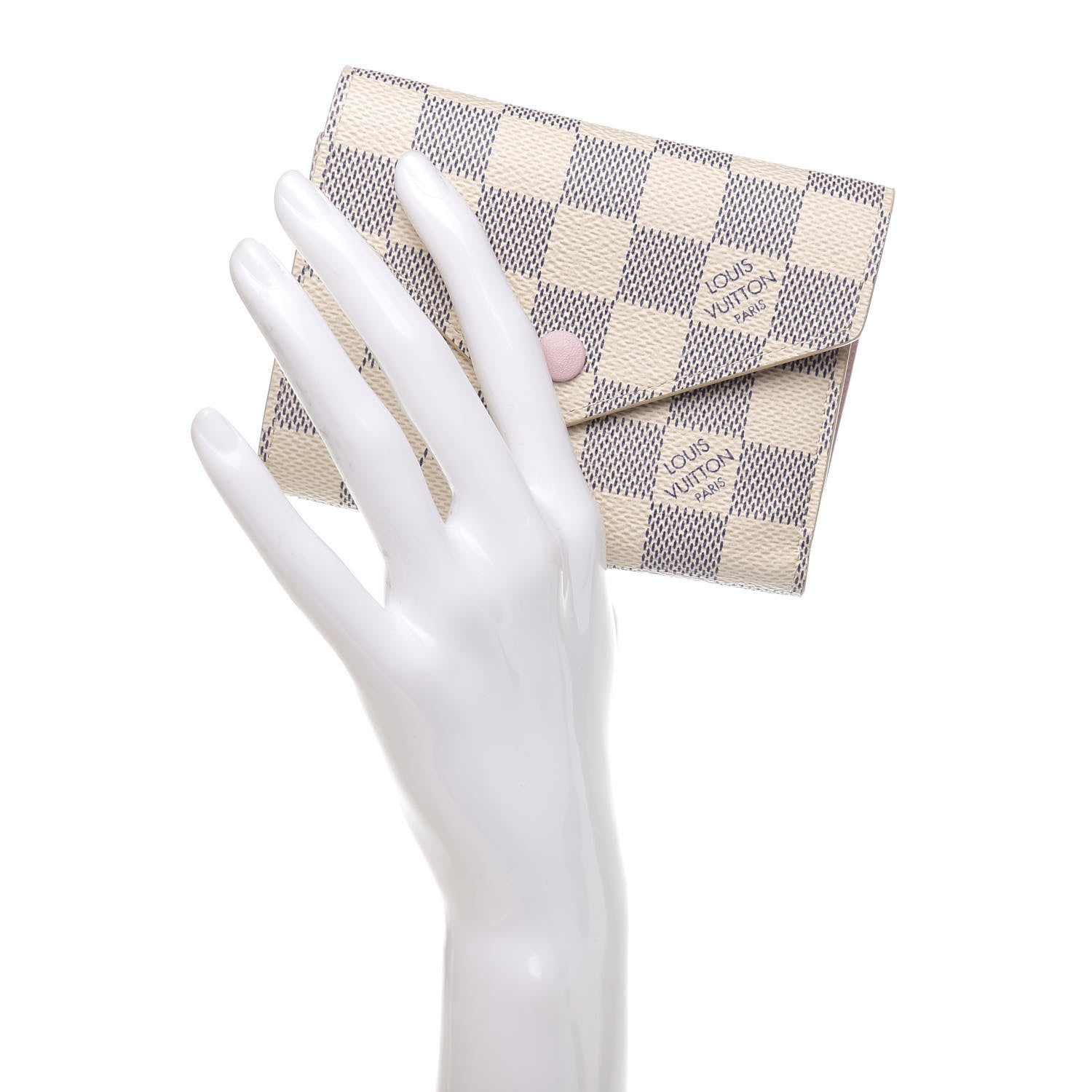 Louis Vuitton Damier Azur Victorine Wallet Rose Ballerine 2 of 7