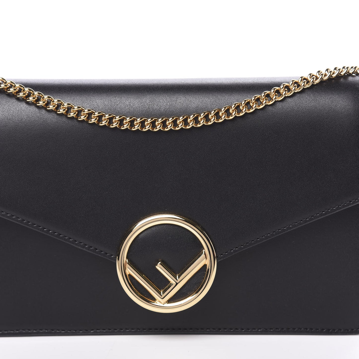 Vitello Liberty Lucido F is Fendi Medium Envelope Wallet on Chain Black