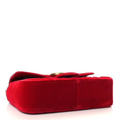 Gucci Velvet Matelasse Mini GG Marmont Shoulder Bag Hibiscus Red 4 of 10