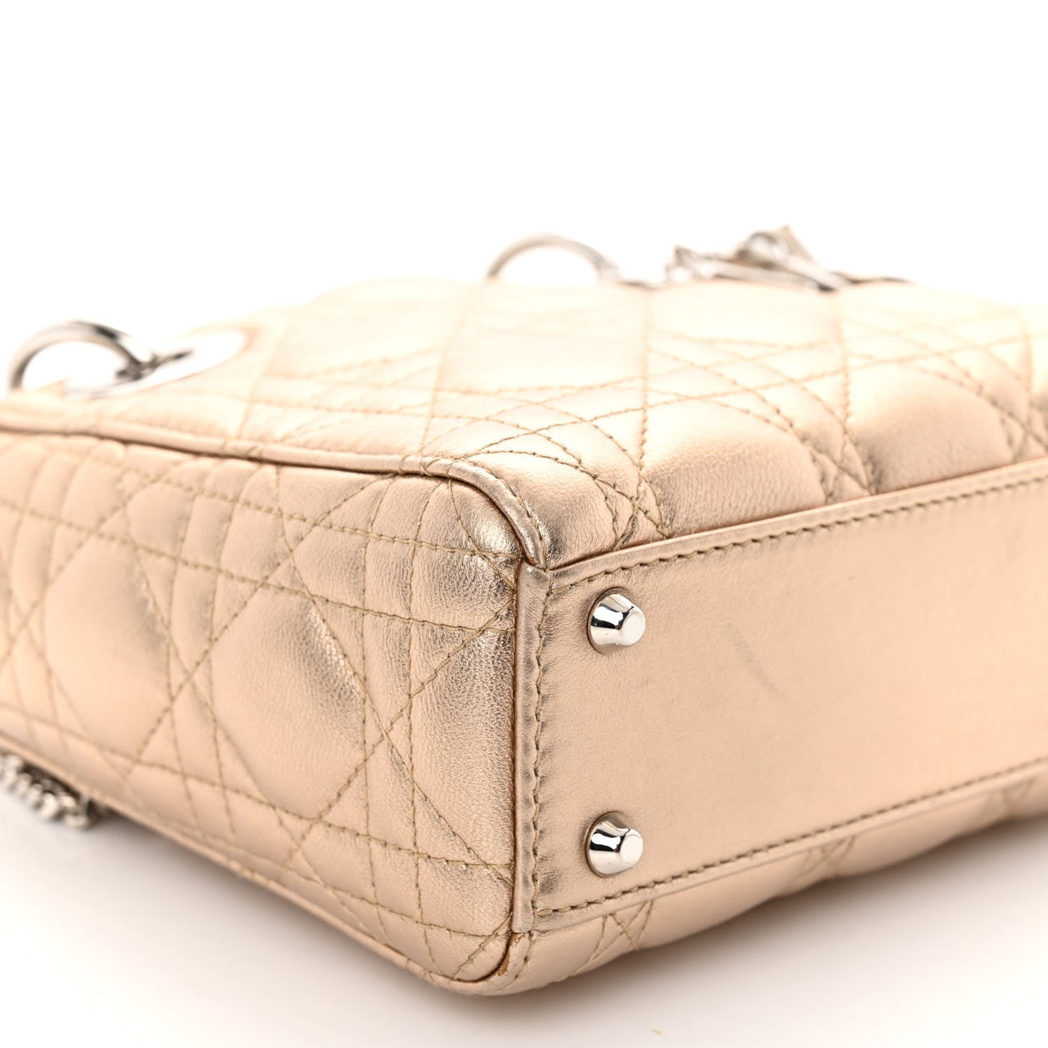 Christian Dior Metallic Lambskin Cannage Mini Lady Dior Gold 8 of 10