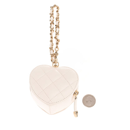 Chanel Lambskin Quilted CC Mini In Love Heart Bag Charm White 2 of 6