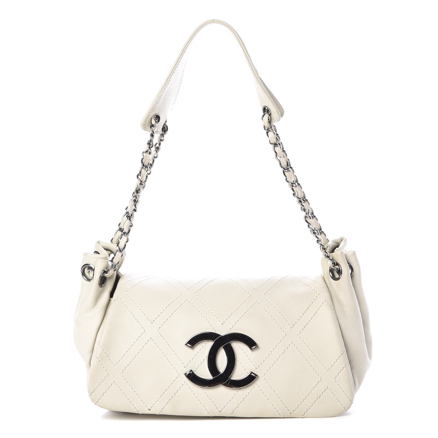 Chanel Calfskin Diamond Stitch Accordion Flap White 1 of 9