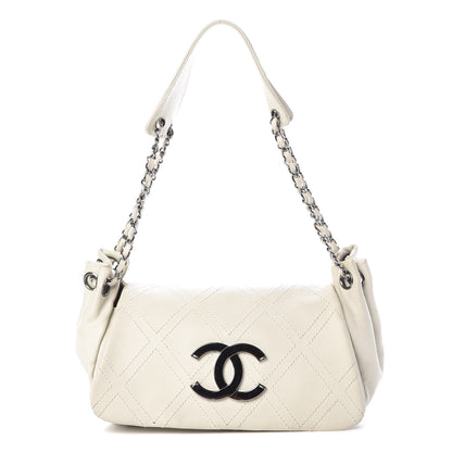 Chanel Calfskin Diamond Stitch Accordion Flap White 1 of 9