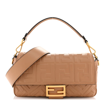 Fendi Nappa FF 1974 Embossed Baguette Miele Scuro 1 of 13