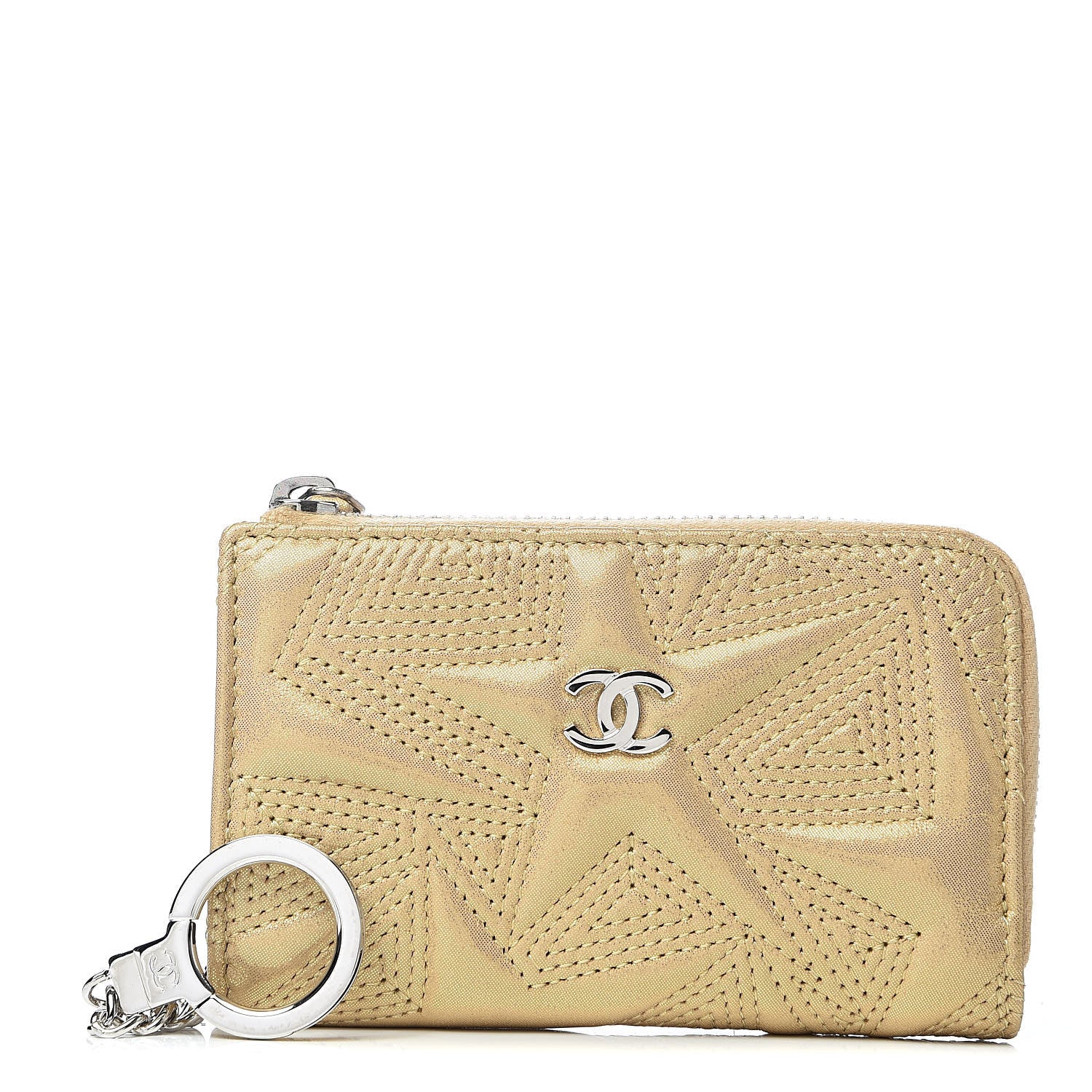 Chanel Metallic Lambskin Star Embossed Coin Key Pouch Gold 1 of 8