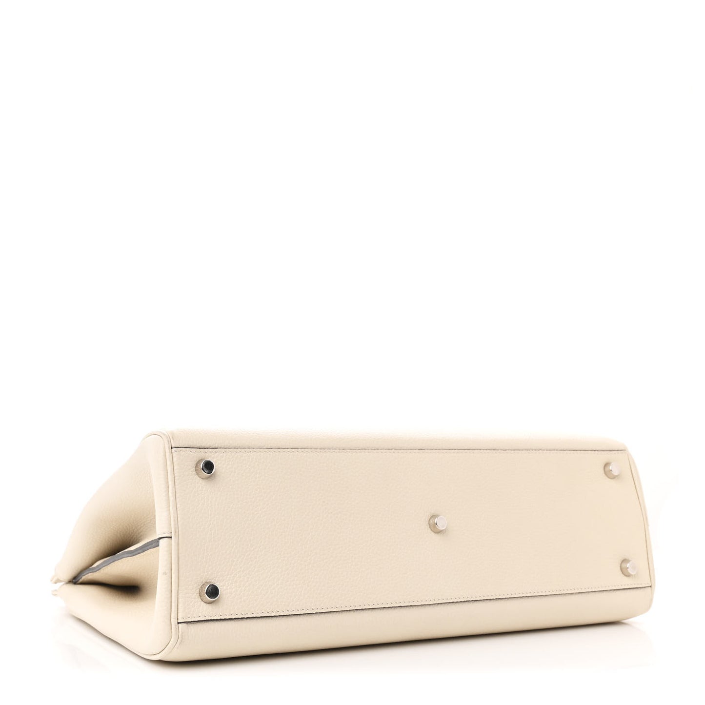 Grainy Calfskin Medium Zumi Top Handle Bag Mystic White